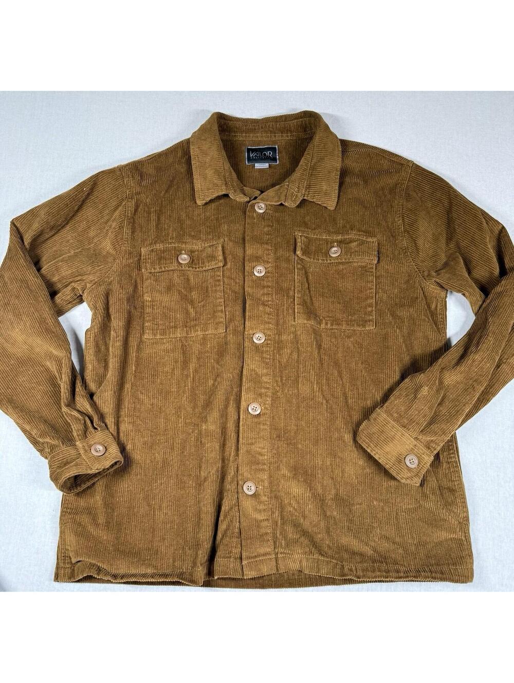 Valor Collective Jacket Shacket Men Sz L Brown Corduroy Button Up 100%‎ Cotton